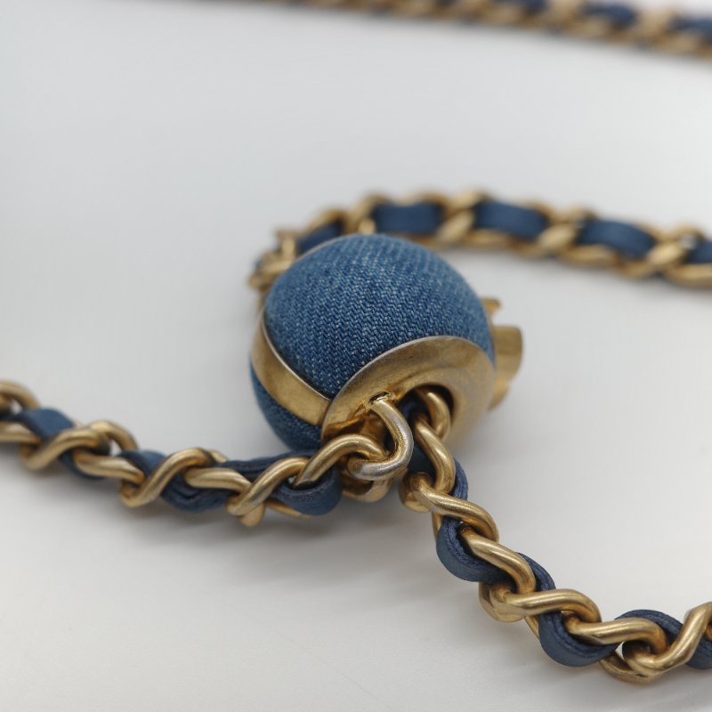 Chanel 香奈兒 牛仔布 金球(調節長短)相機包 斜挎包-26