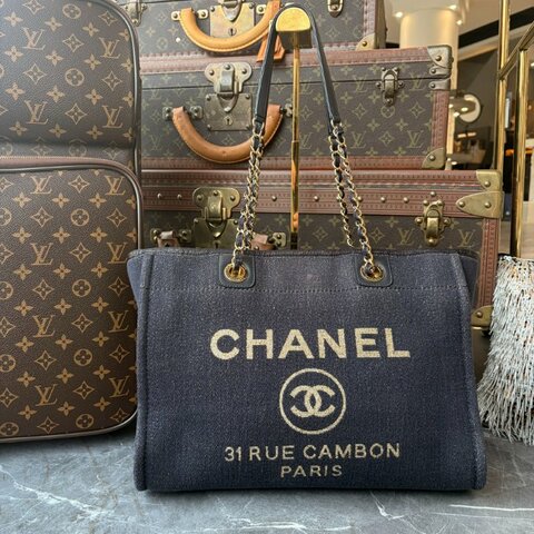 CHANEL 藍色沙灘包 28開