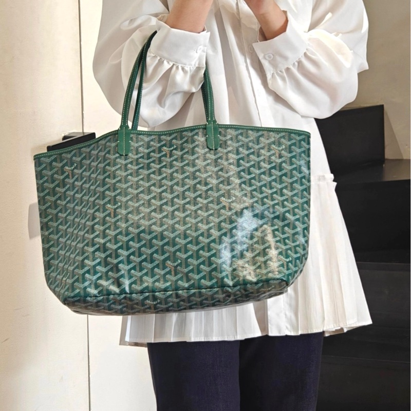 【96%新❤️經典保值！割秒殺價優惠】GOYARD SaintLouis Y字老花滿印 托特包 小號 綠色-0