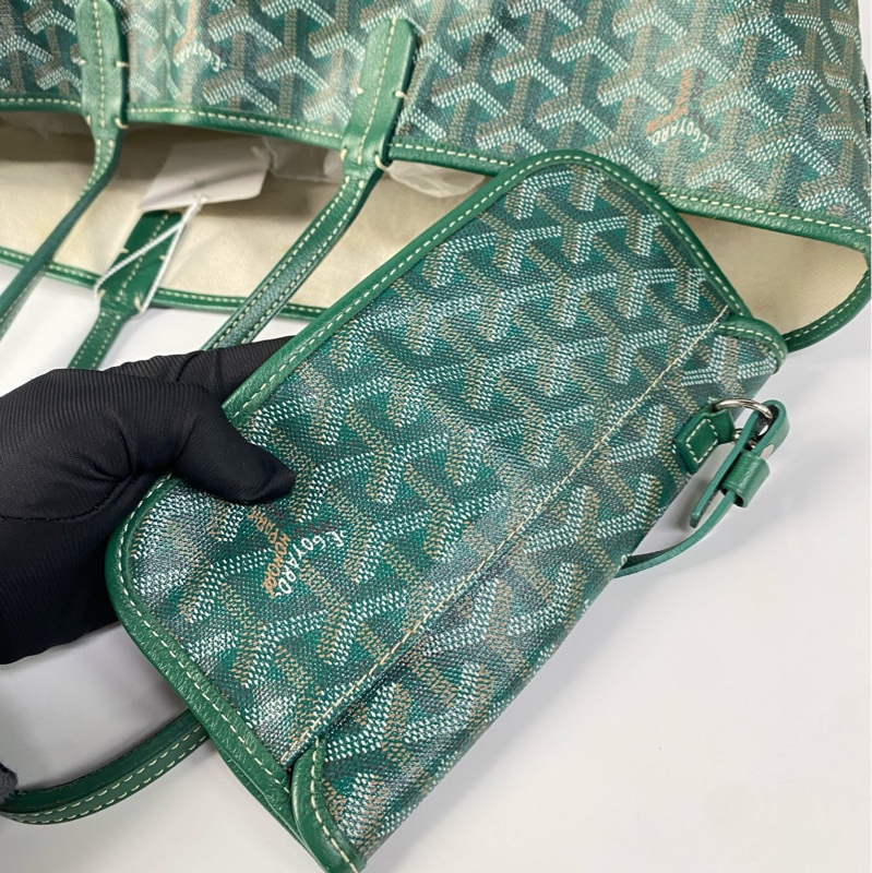 【96%新❤️經典保值！割秒殺價優惠】GOYARD SaintLouis Y字老花滿印 托特包 小號 綠色-11