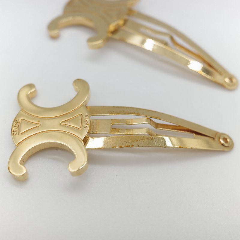 (超熱門爆款♥️)Celine 思琳 金色 凱旋 Logo 髮夾 髮飾-2