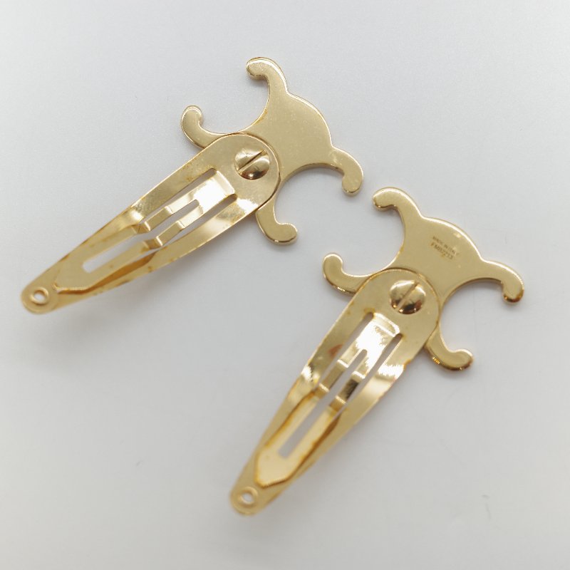 (超熱門爆款♥️)Celine 思琳 金色 凱旋 Logo 髮夾 髮飾-4