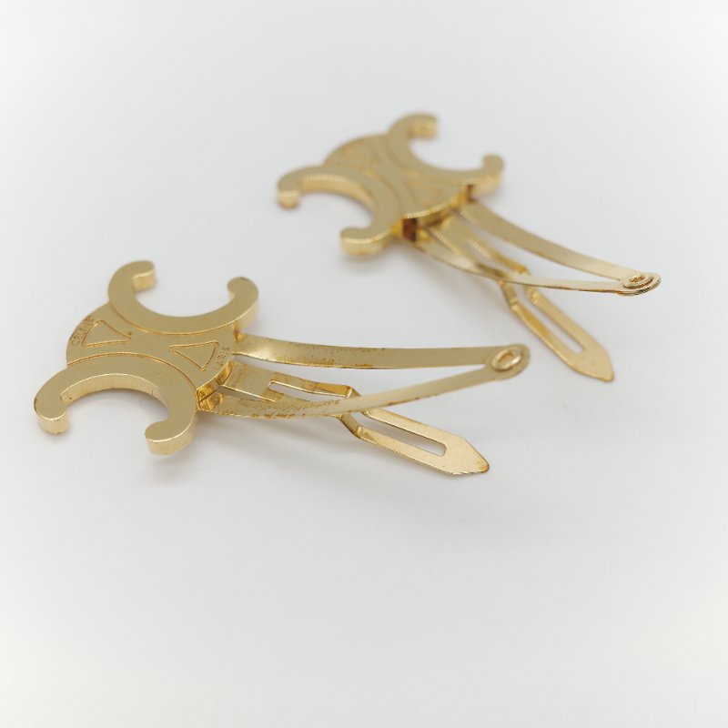 (超熱門爆款♥️)Celine 思琳 金色 凱旋 Logo 髮夾 髮飾-6