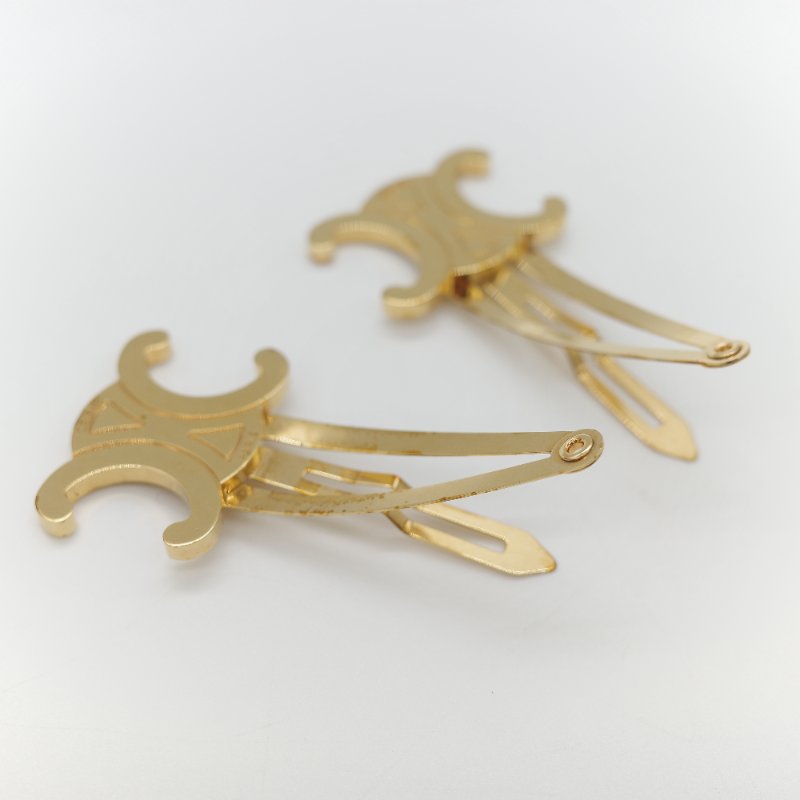 (超熱門爆款♥️)Celine 思琳 金色 凱旋 Logo 髮夾 髮飾-7