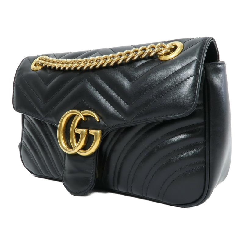 GUCCI 牛皮皮革GG Marmont鏈帶肩背袋-2