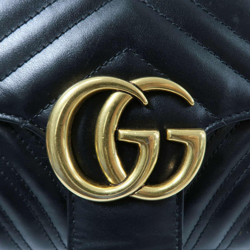 GUCCI 牛皮皮革GG Marmont鏈帶肩背袋-5