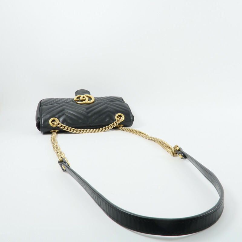 GUCCI 牛皮皮革GG Marmont鏈帶肩背袋-8