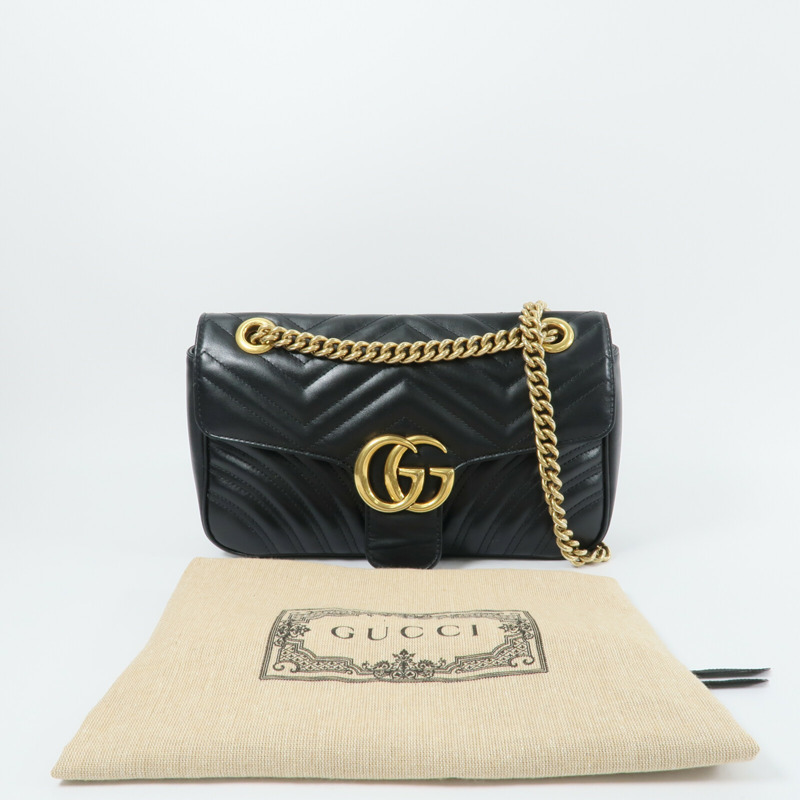 GUCCI 牛皮皮革GG Marmont鏈帶肩背袋-10