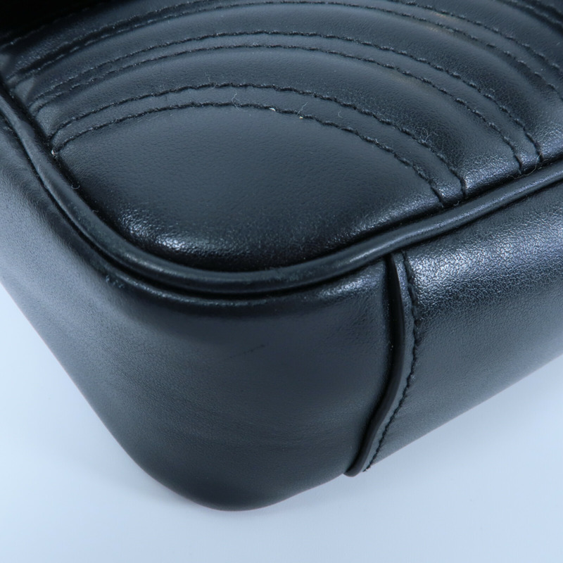 GUCCI 牛皮皮革GG Marmont鏈帶肩背袋-11