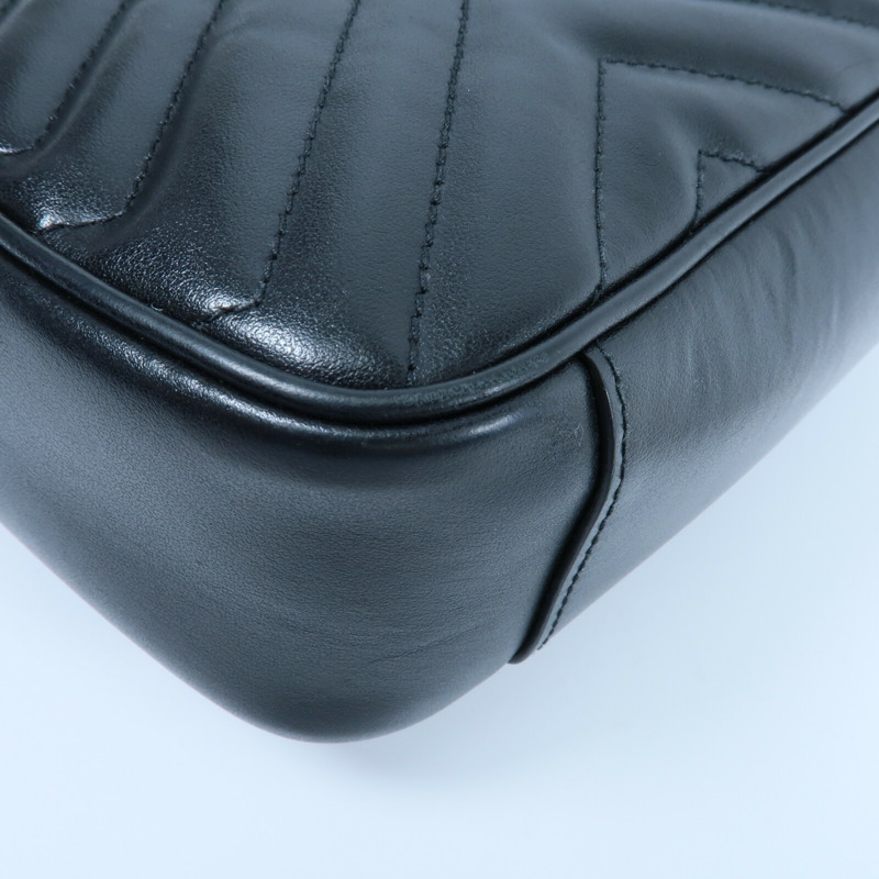 GUCCI 牛皮皮革GG Marmont鏈帶肩背袋-13