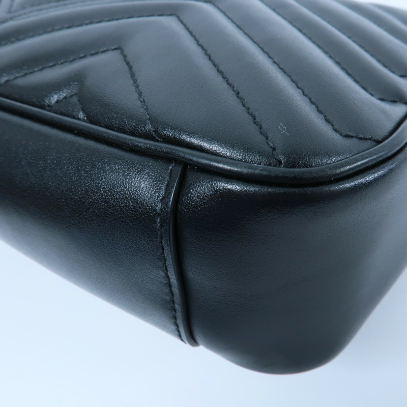 GUCCI 牛皮皮革GG Marmont鏈帶肩背袋-14