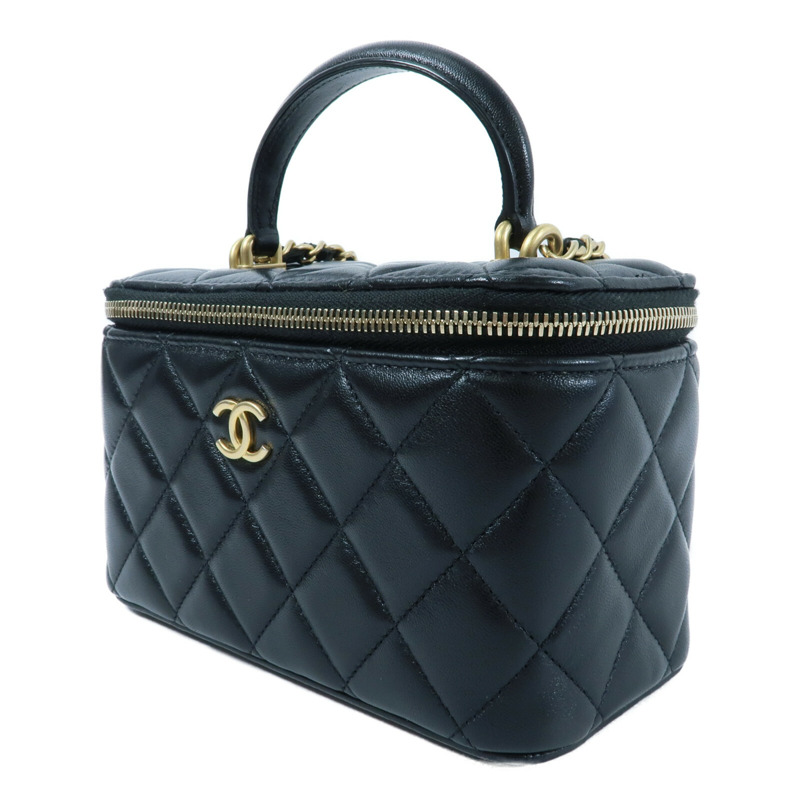 CHANEL 羊皮皮革Vanity Case鏈帶手挽肩背兩用袋-2