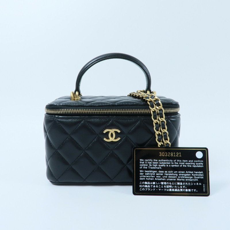 CHANEL 羊皮皮革Vanity Case鏈帶手挽肩背兩用袋-11