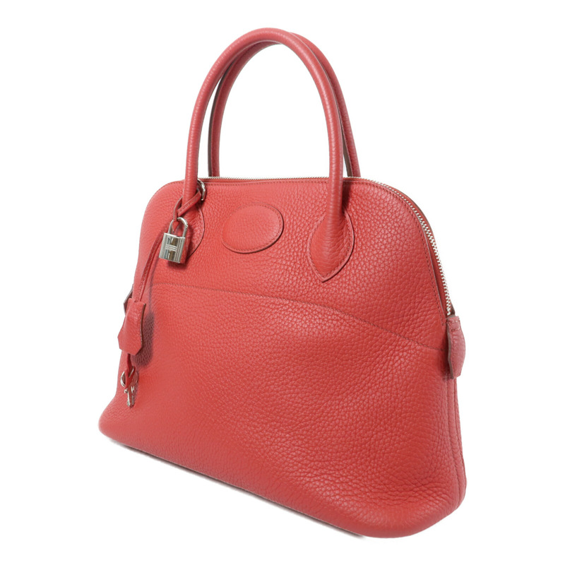 HERMES Clemence皮革Bolide 31手挽肩背兩用袋Rouge Casaque-2
