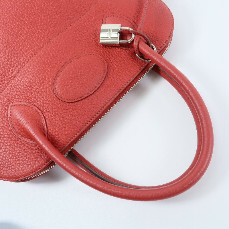 HERMES Clemence皮革Bolide 31手挽肩背兩用袋Rouge Casaque-7