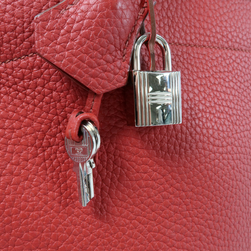 HERMES Clemence皮革Bolide 31手挽肩背兩用袋Rouge Casaque-8