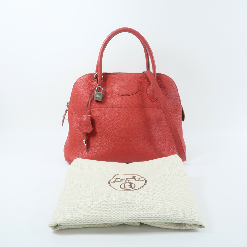 HERMES Clemence皮革Bolide 31手挽肩背兩用袋Rouge Casaque-10
