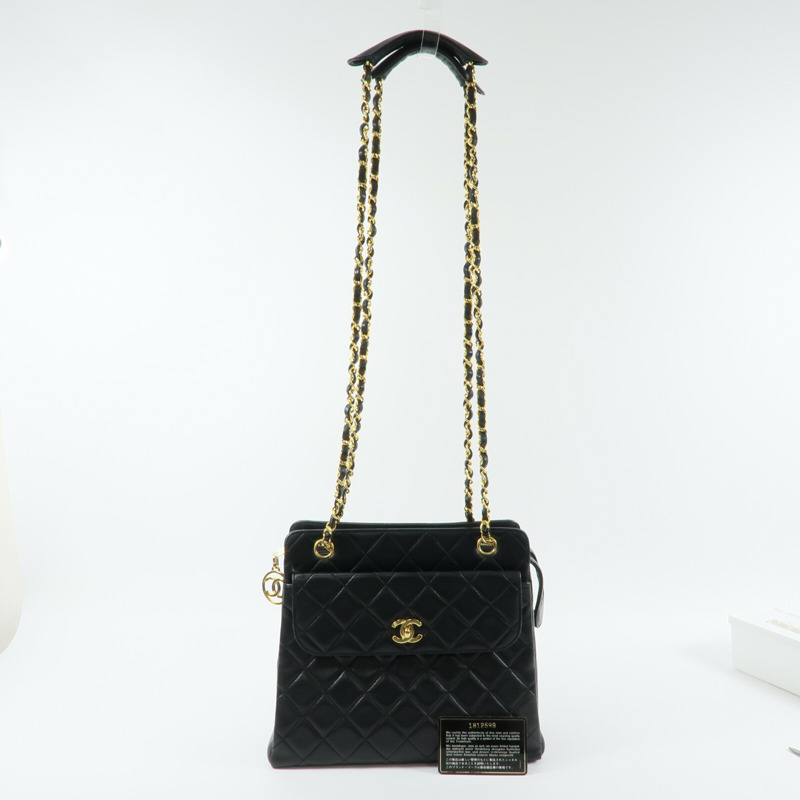CHANEL 羊皮皮革Vintage Chain Shoulder Bag鏈帶肩背袋-12