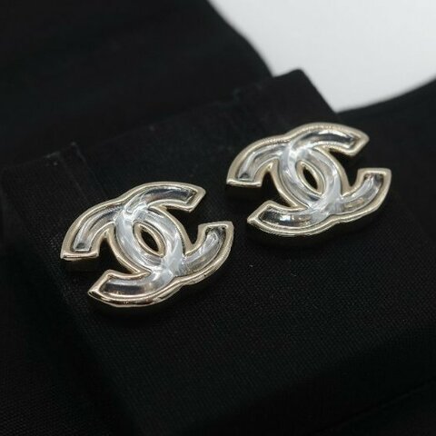 Chanel 香奈兒 CC 透明立體水鑽 耳釘 耳環