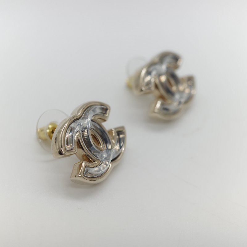 Chanel 香奈兒 CC 透明立體水鑽 耳釘 耳環-2
