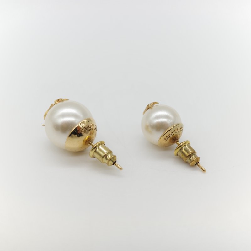 Saint Laurent 聖羅蘭 YSL Logo 珍珠 耳環 耳釘-3