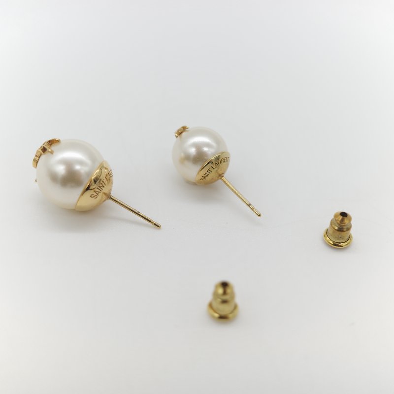 Saint Laurent 聖羅蘭 YSL Logo 珍珠 耳環 耳釘-4