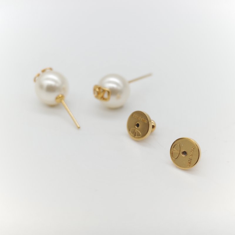 Valentino 范倫鐵諾 V 金色 珍珠 耳環 耳釘-4