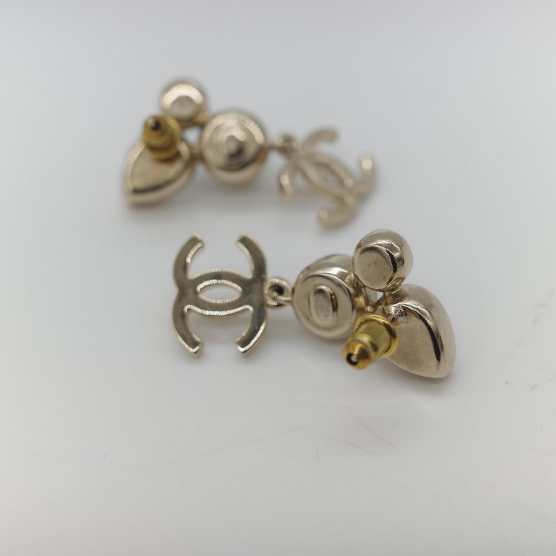 Chanel 香奈兒 水鑽 淡金色 耳環 耳墜-4