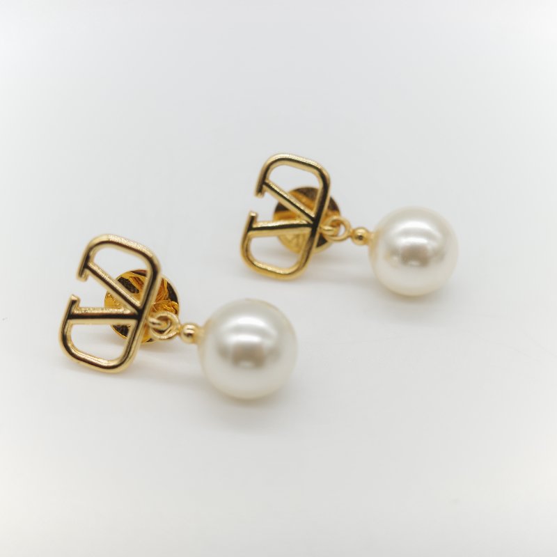 Valentino 范倫鐵諾 金色 珍珠 耳墜 耳釘 耳環-1