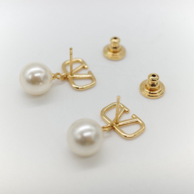 Valentino 范倫鐵諾 金色 珍珠 耳墜 耳釘 耳環-4