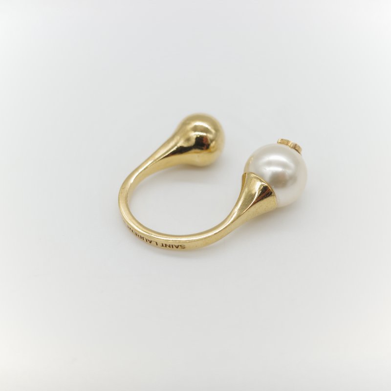 Saint Laurent 聖羅蘭 珍珠 金色 戒指 IT10-4
