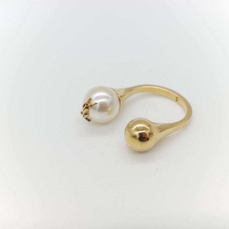 Saint Laurent 聖羅蘭 珍珠 金色 戒指 IT10-6