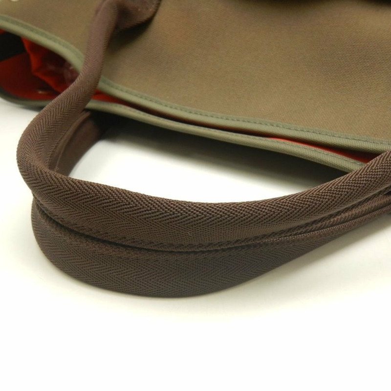 HERMES Sac de Pansage 手提包，帆布，卡其色，女式，253725-7