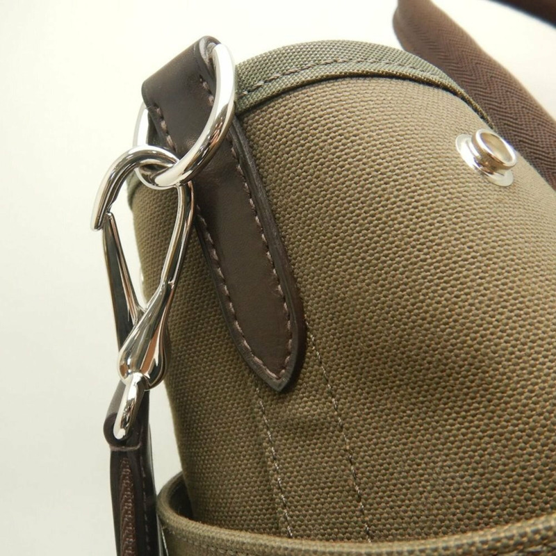 HERMES Sac de Pansage 手提包，帆布，卡其色，女式，253725-8