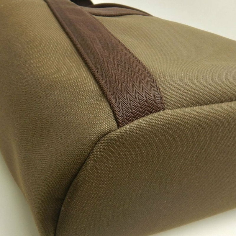 HERMES Sac de Pansage 手提包，帆布，卡其色，女式，253725-10