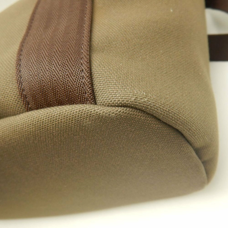 HERMES Sac de Pansage 手提包，帆布，卡其色，女式，253725-11