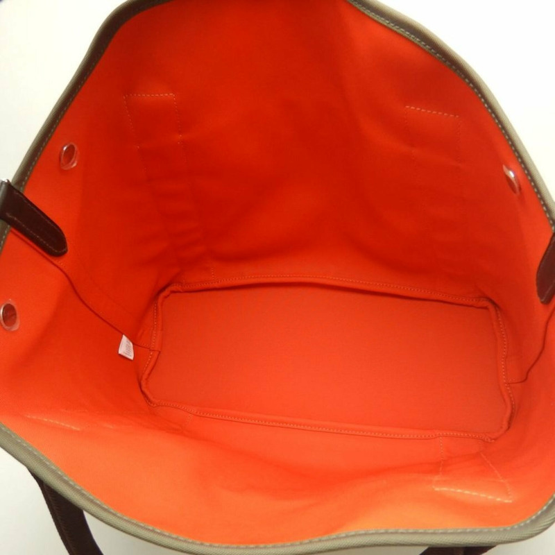 HERMES Sac de Pansage 手提包，帆布，卡其色，女式，253725-14