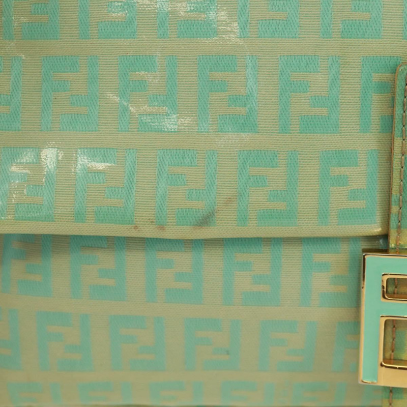【日本直送】FENDI Zucchino帆布Mamma Baguette包 PVC金色淺綠色 正品 170889V-1
