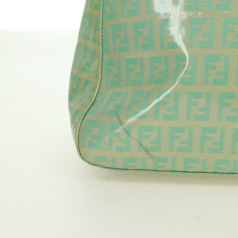 【日本直送】FENDI Zucchino帆布Mamma Baguette包 PVC金色淺綠色 正品 170889V-3