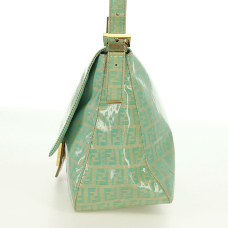 【日本直送】FENDI Zucchino帆布Mamma Baguette包 PVC金色淺綠色 正品 170889V-4