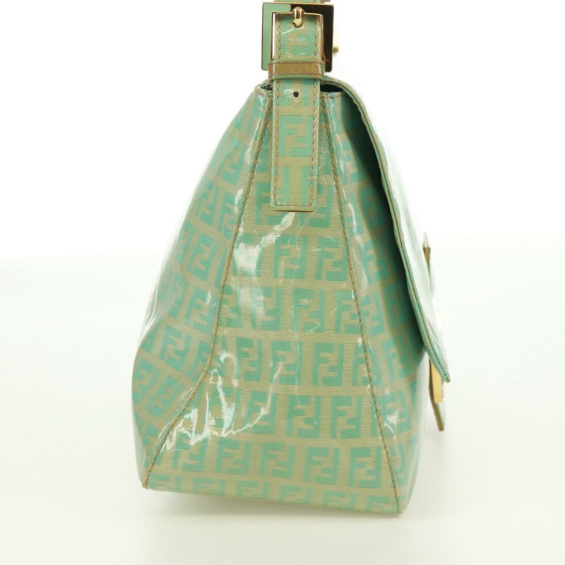 【日本直送】FENDI Zucchino帆布Mamma Baguette包 PVC金色淺綠色 正品 170889V-5