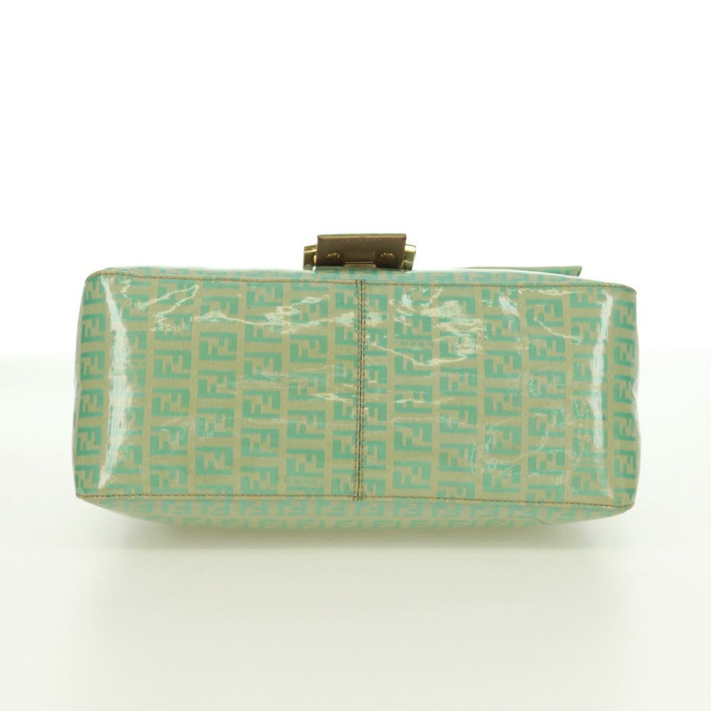 【日本直送】FENDI Zucchino帆布Mamma Baguette包 PVC金色淺綠色 正品 170889V-6