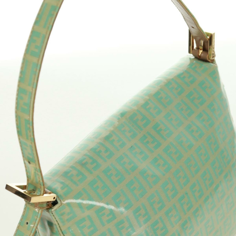 【日本直送】FENDI Zucchino帆布Mamma Baguette包 PVC金色淺綠色 正品 170889V-7