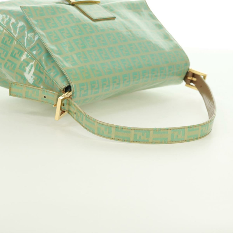 【日本直送】FENDI Zucchino帆布Mamma Baguette包 PVC金色淺綠色 正品 170889V-8