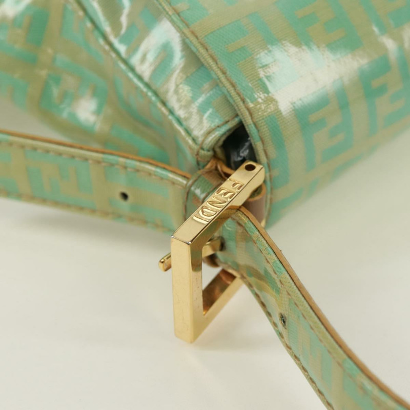 【日本直送】FENDI Zucchino帆布Mamma Baguette包 PVC金色淺綠色 正品 170889V-9