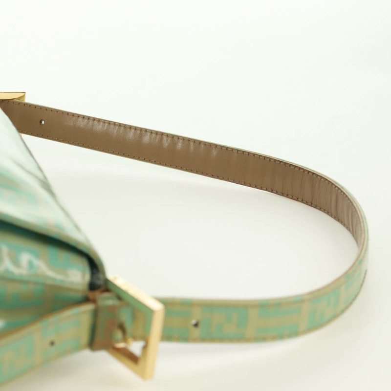 【日本直送】FENDI Zucchino帆布Mamma Baguette包 PVC金色淺綠色 正品 170889V-13