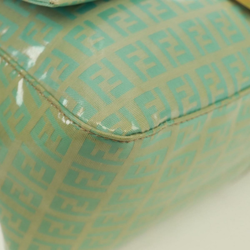 【日本直送】FENDI Zucchino帆布Mamma Baguette包 PVC金色淺綠色 正品 170889V-14