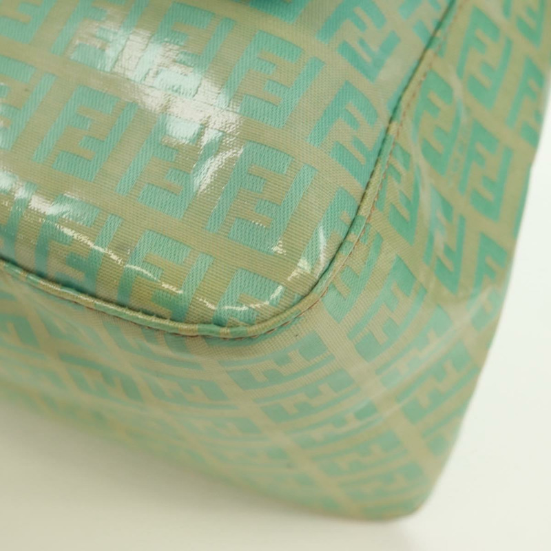 【日本直送】FENDI Zucchino帆布Mamma Baguette包 PVC金色淺綠色 正品 170889V-15