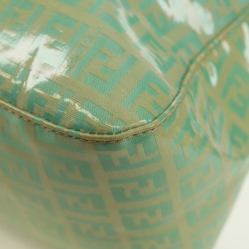 【日本直送】FENDI Zucchino帆布Mamma Baguette包 PVC金色淺綠色 正品 170889V-17