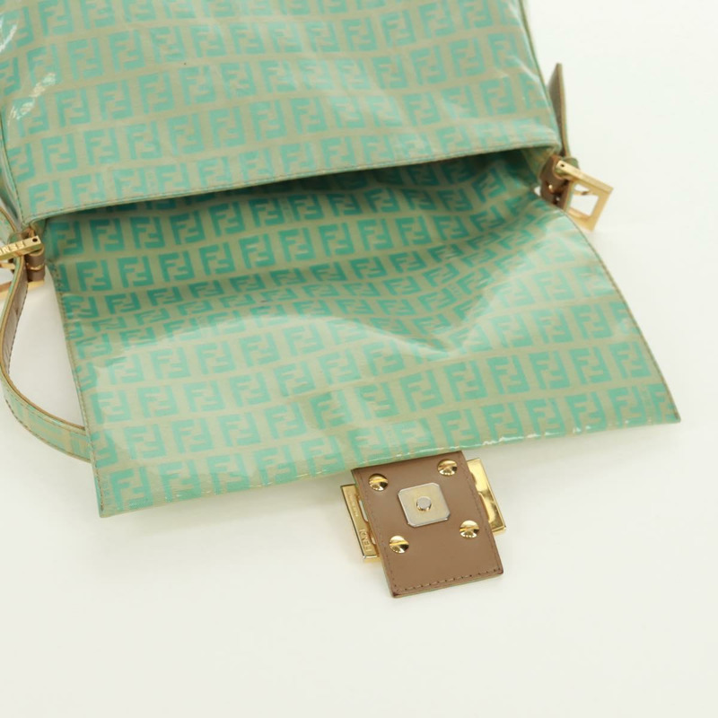 【日本直送】FENDI Zucchino帆布Mamma Baguette包 PVC金色淺綠色 正品 170889V-19